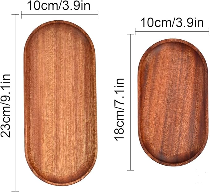 2 Pack Solid Wood Serving Platters and Trays of Natural Wood with Edge,Rectangular Avoid Sliding and Spilling Food (Walnut Trays x 2Pack) - Bloomnest
