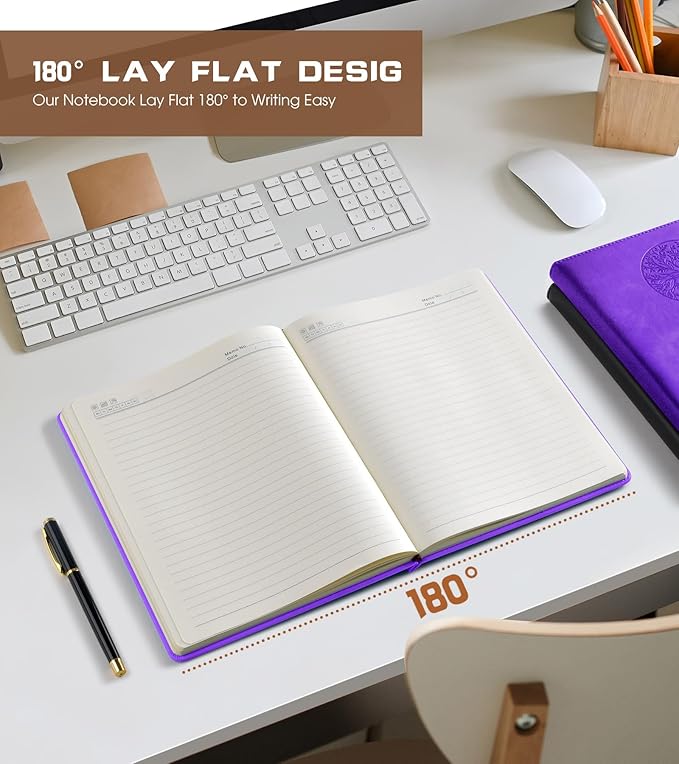 Lined Journal Notebook for Women Men,256 Pages B5 Large Hardcover Leather Journals for Writing,Travel,Business,Work & School,College Ruled Notebooks for Note Taking,Diary Notepad 7.8"×10.2" - Bloomnest