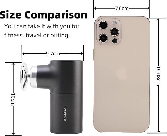 Mini Massage Gun with Heat, Deep Tissue Massage Gun, Portable Percussion Muscle Massager with 4 Massage Heads for Athletes - Bloomnest