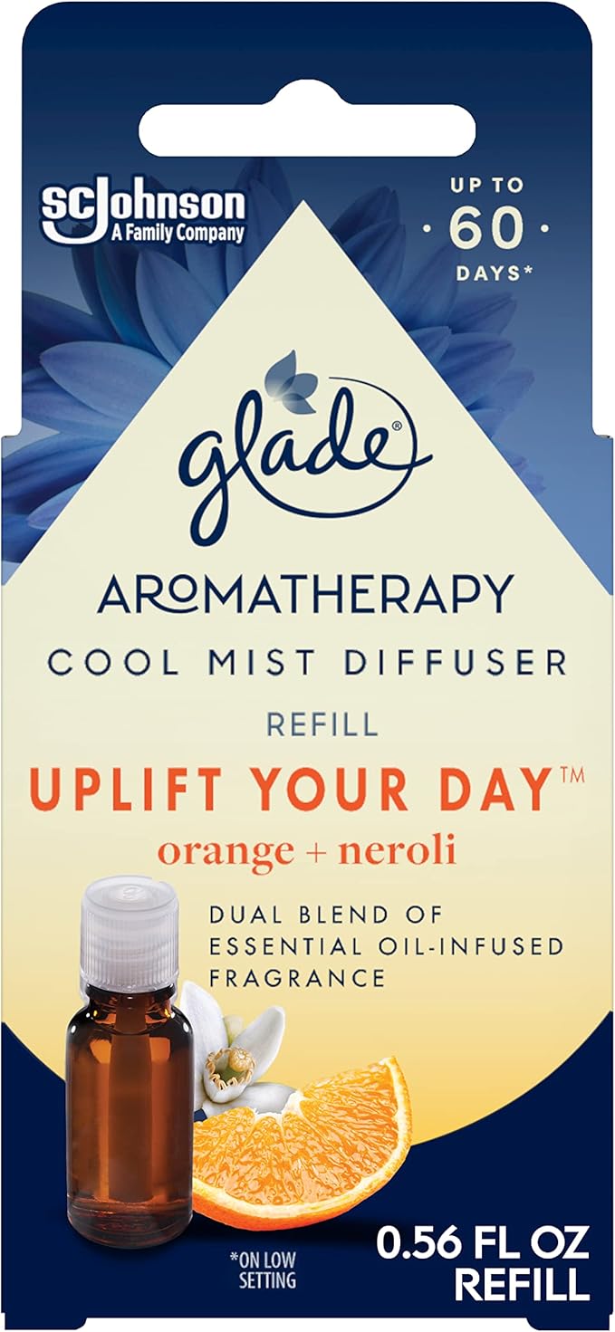 Glade Essential Oil Diffuser Refill, Use with Cool Mist Aromatherapy Diffuser, Air Freshener for Home, Uplift Your Day Scent with Notes of Orange & Neroli, 0.56 Fl Oz - Bloomnest
