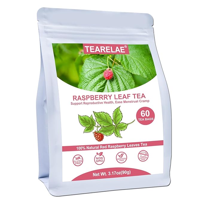 TEARELAE - Raspberry Leaf Tea - 1.5g x 60 Count - Premium Red Raspberry Leaves Tea Bags - Promote a Healthy Pregnancy, Ease Menstrual Cramp - Non-GMO - Caffeine-Free - Bloomnest