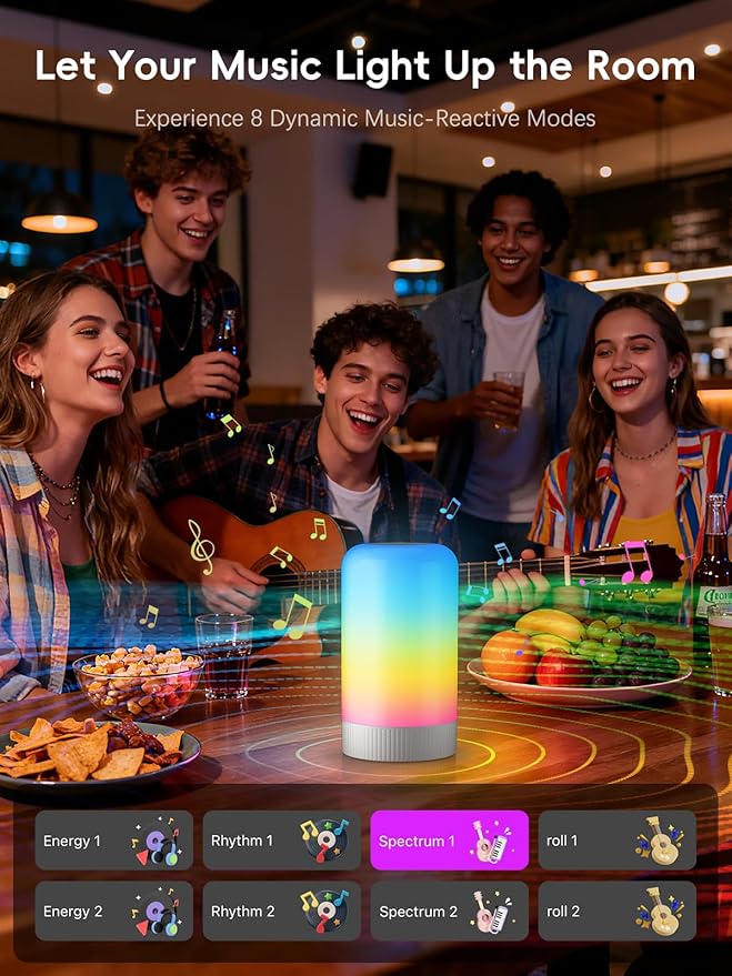 RGBICWW Smart Table Lamp, Touch Bedside Table Lamp with App Control, LED Desk Lamp with Music Sync, 30+ Scenes & 16M Colors, Color Changing Lamp for Bedroom Living Room Dimmable Night Light, White - Bloomnest