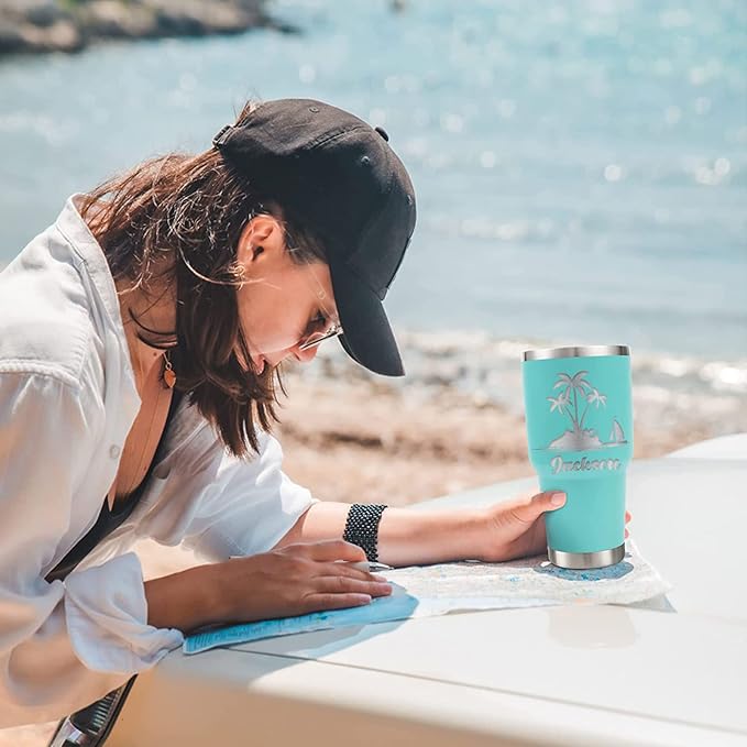 Personalized Tumbler - Laser Engraved with Name Logo,30oz Custom Travel Coffee Tumbler Mugs Personalized Cups with Lids and Straws | 17 Colors & 16 Designs Text Gifts for Women Men - Bloomnest