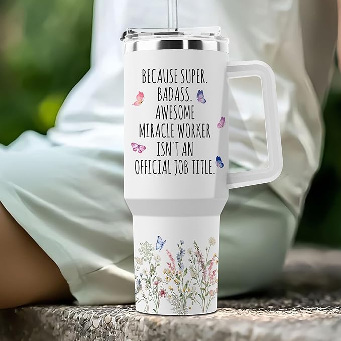 Chaos Coordinator Gifts - Birthday Present for Women - Thank You Gifts for Teacher, Women, Mom, Coworker, Manager, Boss - Chaos Coordinator Stainless Steel Tumbler with Handle and Straw 40oz - Bloomnest