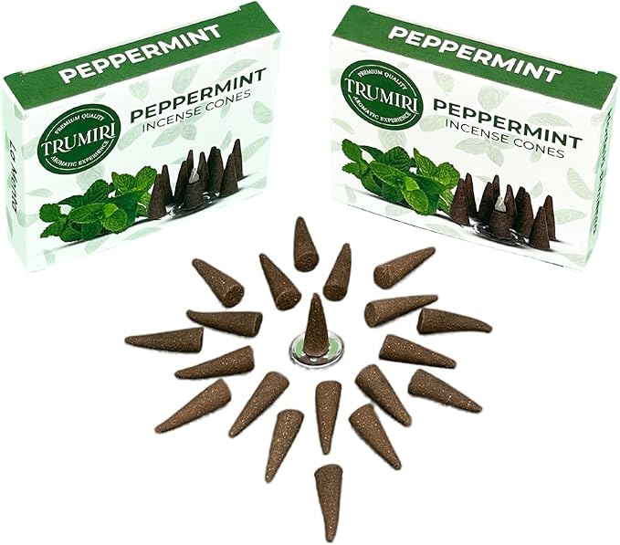 Peppermint Incense Cones - Total 60 Cone Incense - Six Packs of 10 Insence Cones - Incense Cones Scented - Cone Incense Scents - Insense Cones - Inscent Cones TRUMIRI