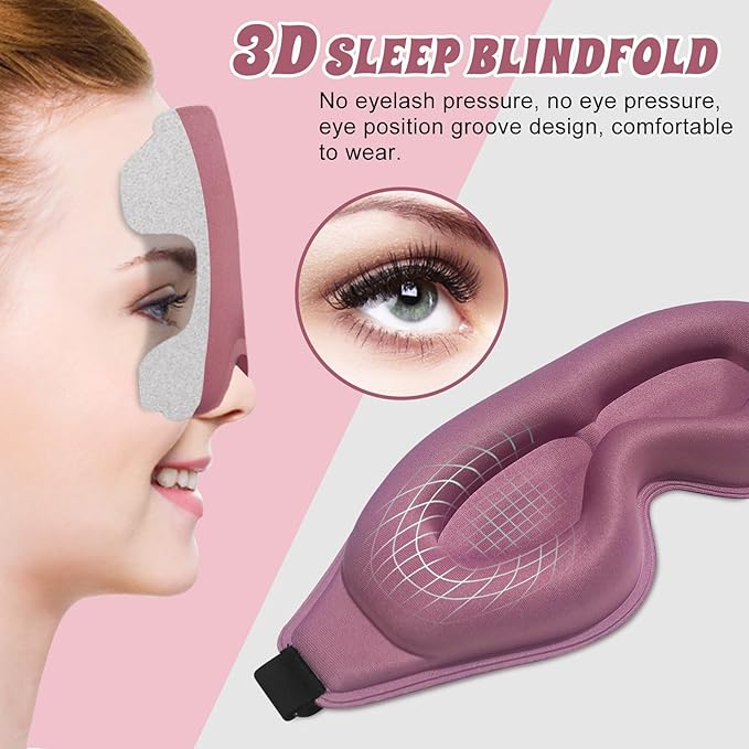 3D Advanced Eye Mask for Sleeping, Ultra Delicate Soft Skin Friendly Eye mask,100% Blackout Sleep Eye Mask for Sleep, Eyelash Extension Sleep mask, Sleeping Eye Masks for Men and Women - Bloomnest