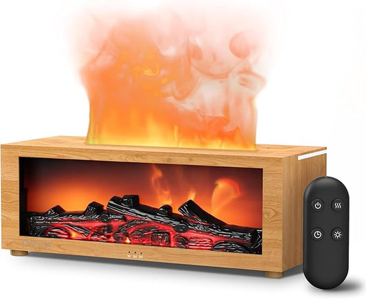 Fireplace Flame Air Diffuser Humidifier,7 Colors Aromatherapy Essential Oil Diffuser,Ultrasonic Aroma Humidifier with Timer for Home,Bedroom,Office,Yoga - Bloomnest