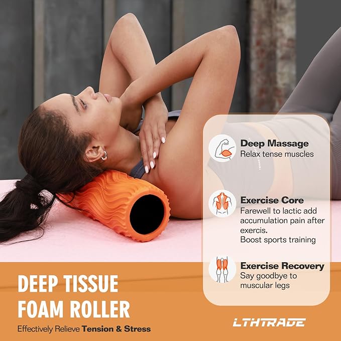 Foam Roller, Trigger Point Foam Roller Massage Roller for Physical Therapy & Back Pain, Deep Tissue Massage Roller for Exercise, Pilates, Yoga (Orange) - Bloomnest