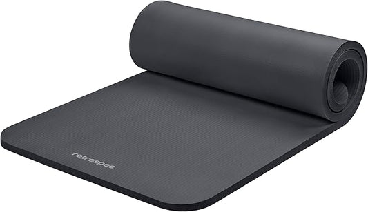 Retrospec Solana Yoga Mat 1" Thick With Nylon Strap For Men & Women - Non Slip Exercise Mat For Home Yoga, Pilates, Stretching, Floor & Fitness Workouts