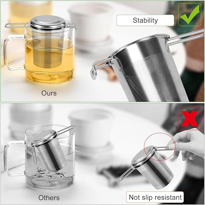 Numola Large Tea Infuser - Stainless Steel Loose Leaf Tea Steeper with Heat Resistant Double Handles, Tea Strainer & Tea Ball for Mugs, Cups & Teapots - Perfect for Home, Office, Coffee - Bloomnest