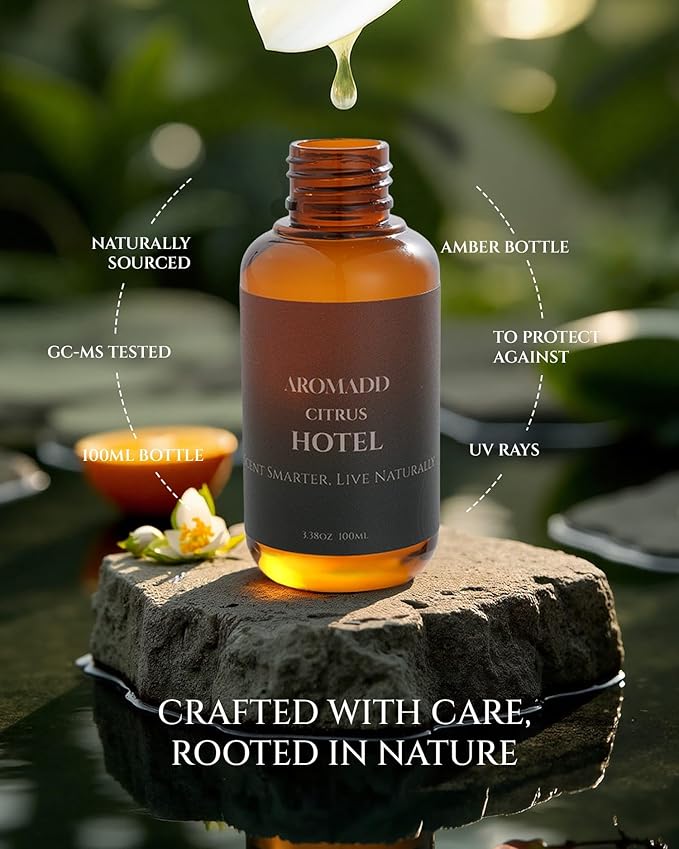 Aromadd Citrus Hotel Diffuser Oil Inspired by Luxury Hotel Scent, Essential Oils for Waterless Diffuser, Luxury Lemon & Bergamot, Long-Lasting & Natural Home Fragrance - 3.38 fl oz (100 mL) - Bloomnest