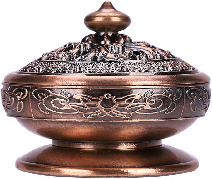Incense Burner Cone Incense Holder Censer with a Dustproof Lid Exquisite Alloy Decoration for Bedroom Kitchen Teahouse Office - Bloomnest