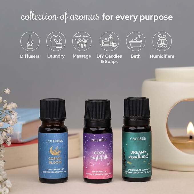 Carnatia Sleep Essentials Essential Oil Set – 100% Pure & Natural Aroma Blends for Deep Sleep, Stress Relief & Relaxation | Calming Oils for Diffusers, Pillows & Bedtime Routines - Bloomnest