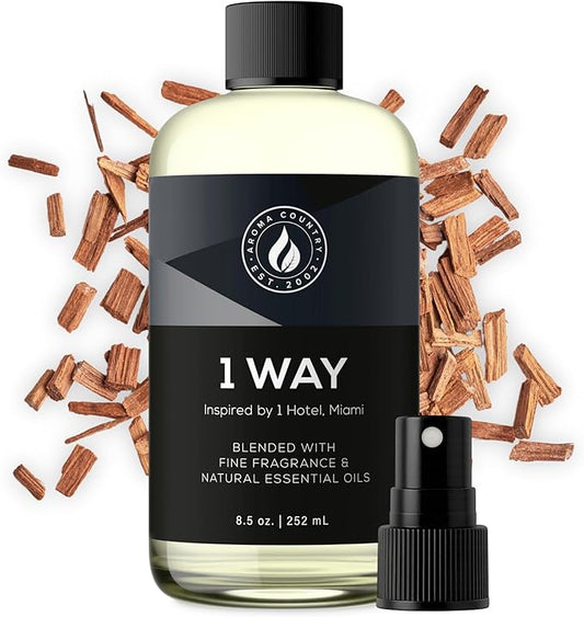 Aroma Country 1 Way Diffuser Oil - Luxury Hotel Santal Fragrance Oil for Diffuser Refill, Sandalwood Home Aroma Diffusers & Room Spray - My Way Premium Aromatherapy Oils & Home Scent (8.5 Fl Oz) AromaCountry