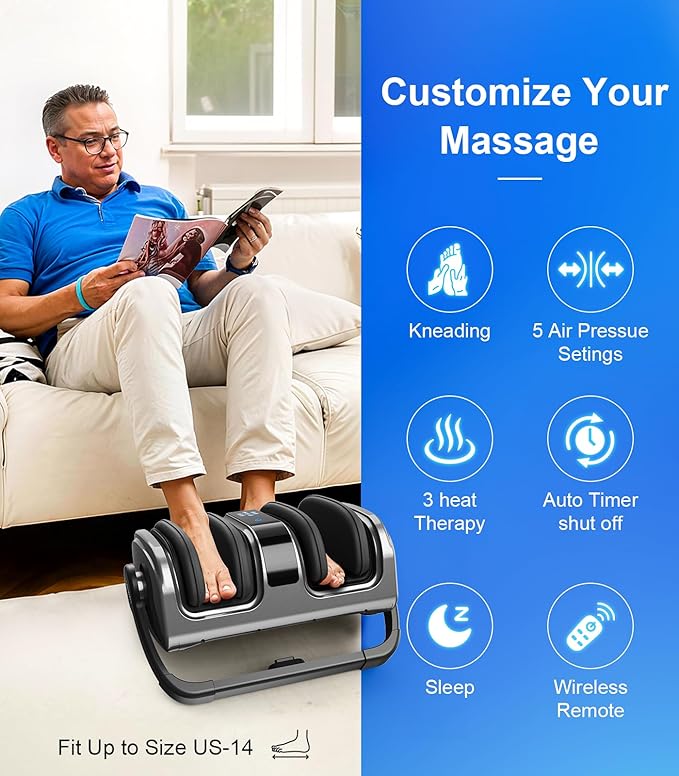 Foot Massager with Heat, FSA HSA Eligible, Shiatsu Foot Massager for Plantar Fasciitis, Neuropathy, Circulation and Pain Relief, Remote, Deep Kneading for Foot Calf Gifts for Women Men Mom Dad
