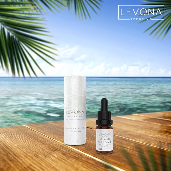 Levona Scent Essential Oils for Diffusers for Home: Miami Dreams Hotel & Home Luxury Scents Fragrance - Aroma Oil with Notes of Bergamot Oil & Pine Essential Oil -10 Ml Scented Oils for Diffuser LEVONASCENT