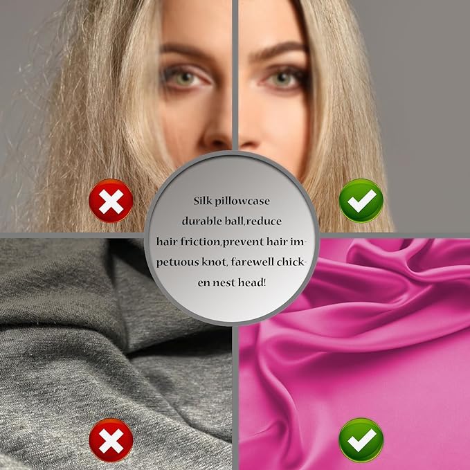 Silk Pillow Cases 2 Pack,Soft Breathable and Sliky Queen Size Pillow Cases Set of 2,Natural Mulberry Silk Pillowcase Set of 2 for Hair and Skin with Hidden Zipper (Hot Pink,20"X 30",2pcs) - Bloomnest