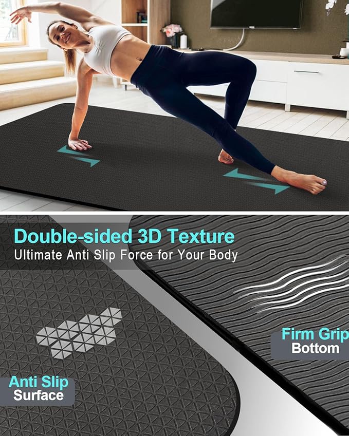 Extra Long & Wide Thick Yoga Mat for Tall Men & Women, 84'' x 32'' x 7mm Oversized Yoga Mat Double-Sided Non Slip, Pro TPE Yoga Mats with Strap - Bloomnest