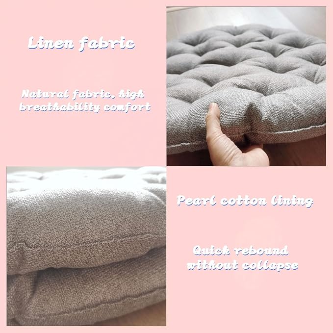 Large Linen Floor Cushions,Round Futon Pillows Japanese Style Tufted Floor Pillows Meditation Cushions for Seating On Pad for Yoga Sofa Balcony(Size:75x75cm(30x30inch),Color:Light Gray) - Bloomnest