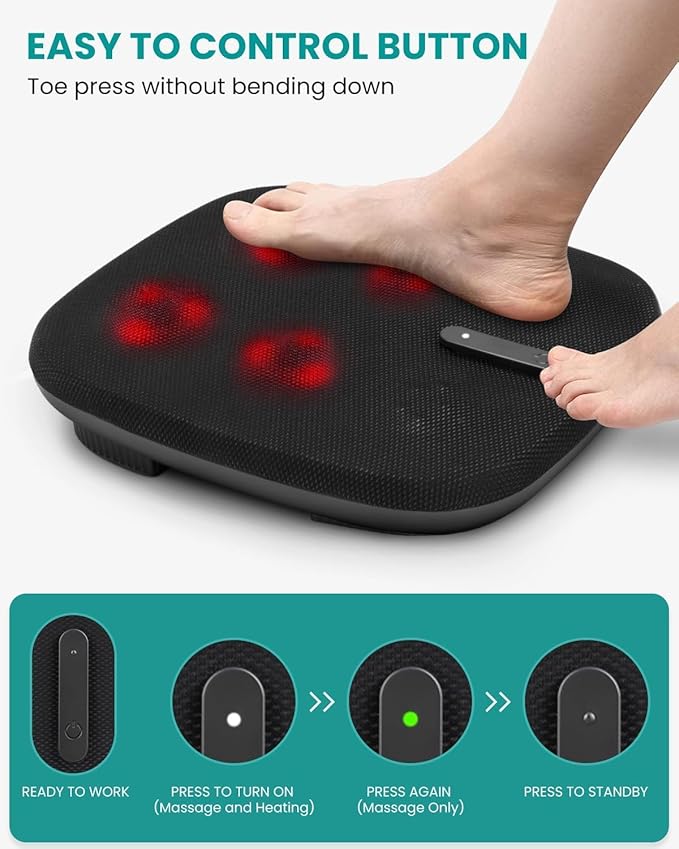 Shiatsu Foot Massager with Heat, Nekteck Electric Kneading Feet Massage Machine for Circulation and Neuropathy Plantar Fasciitis Pain Relief, Home Office Use, Gifts for Women Men Mom Dad Birthday Gift - Bloomnest