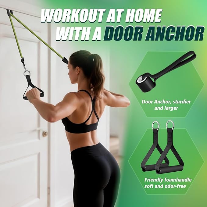 WHATAFIT Resistance Bands, Exercise Bands，Resistance Bands for Working Out, Work Out Bands with Handles for Men and Women Fitness, Strength Training Home Gym Equipment - Bloomnest