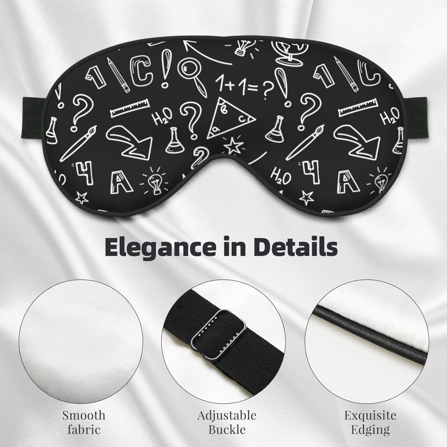 Sleep Eye Mask Mathematics Doodle Sleep Mask for Women Men Comfortable Eye Mask with Adjustable Strap Soft Eye Cover Blindfold for Travel Yoga Nap Shift Work