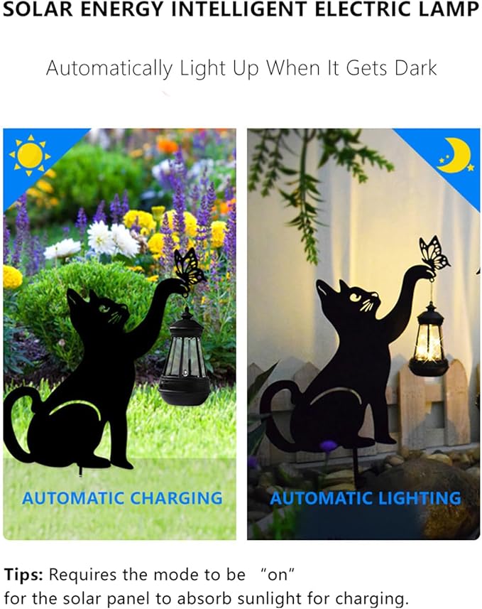 Solar-Powered Black Dog Garden Decor Stakes - Metal Silhouette Figurine for Outdoor Yard, Lawn, and Patio Decoration - Bloomnest