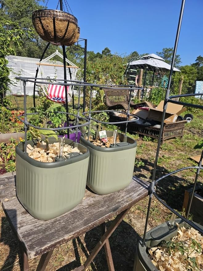 Vego garden Mini Planter Indoor Pots with Trellis Self-Watering Herb Countertop Planter for Climbing Vegetables Flowers Mint Plants Cage- Sage Green - Bloomnest
