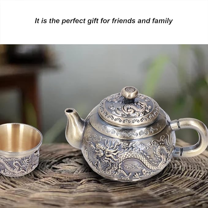 Moroccan Tea Set,Tea Pot Vintage Exquisite Metal Luxurious Relief Pattern with Cups Plate for Table Decoration Gift - Bloomnest