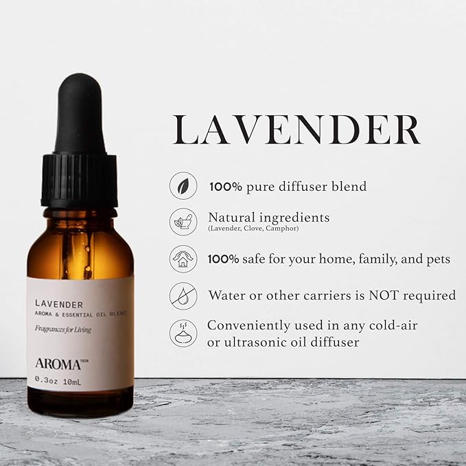 Aromatech Lavender Aroma Essential Oil Blend: Hotel Inspired Aromatherapy with for Ultrasonic Diffusers & Nebulizers - 0.3 fl oz, 10 mL - Bloomnest