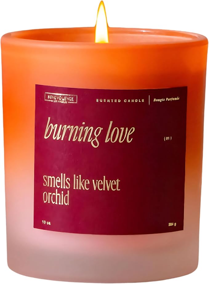 Benevolence LA Burning Love Scented Candles | 10 oz, 40-50 Hour Burn, Love Candle for Women | Romantic Gifts for Women and Men | Gift for Husband, Wife, Girlfriend | Fall Candles - Velvet Orchid - Bloomnest