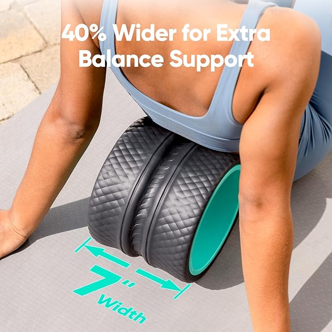 FitBeast Back Roller - Deep Tissue Massage Wheel, Yoga Wheel & Back Stretcher for Pain Relief (9'', Blue) - Bloomnest