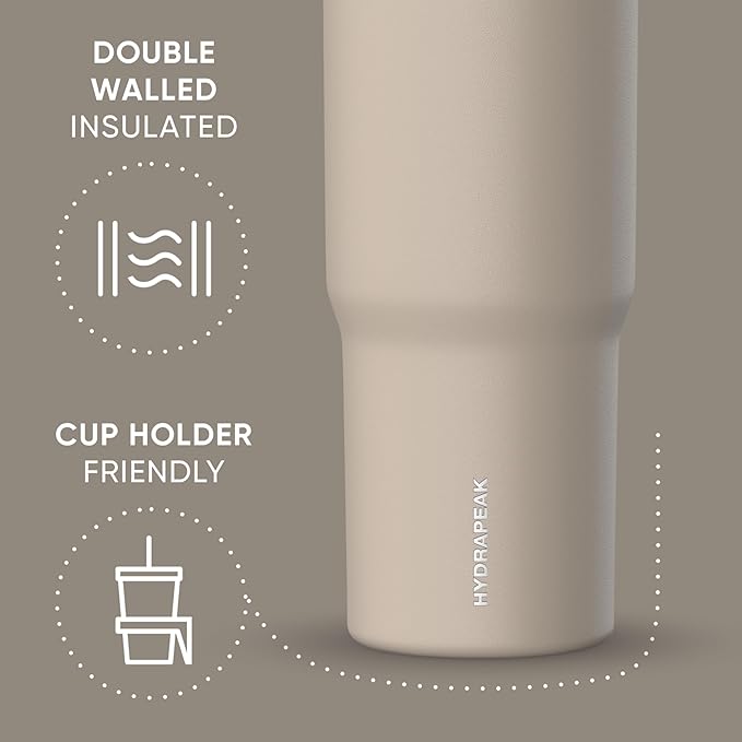 Hydrapeak Nomad 32 oz Tumbler with Handle and Straw Lid, Leakproof, Double Insulated, 32oz Cup Stainless Steel (ST-Latte) - Bloomnest