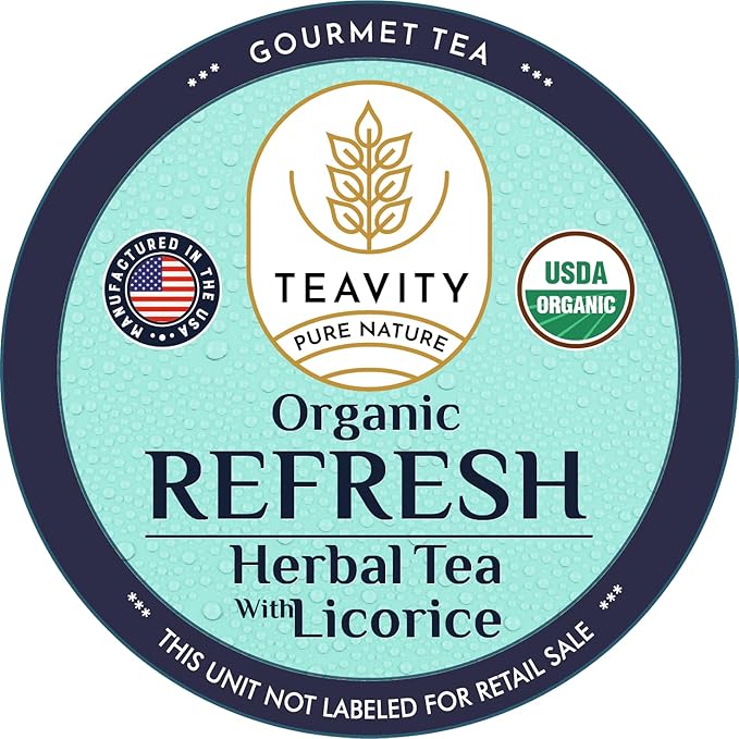 Organic Licorice Mint Tea Pods for Keurig - Natural Decaf Peppermint Tea by Teavity (12 Tea Pods) - Bloomnest