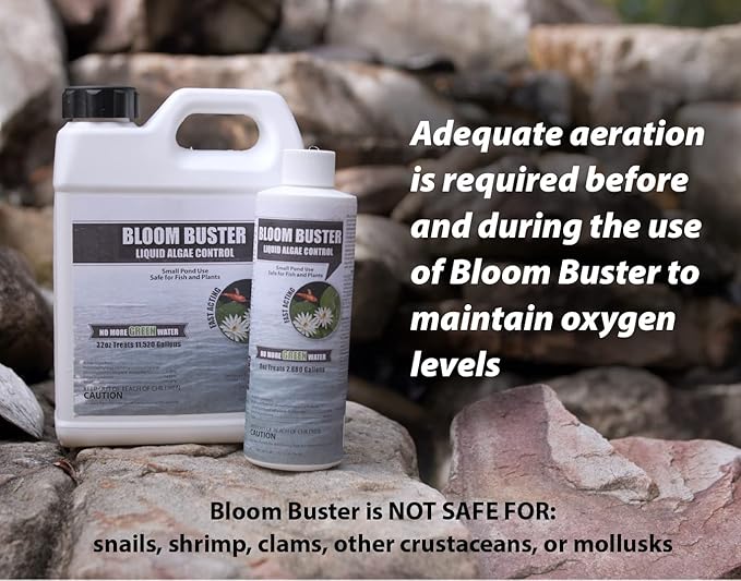 Bloom Buster Algae Control for Fish Ponds & Water Gardens - 32 Ounces - Safe for Koi Fish, Goldfish & Plants - Controls Algae in Ponds & Water Features, EPA Registered - Bloomnest