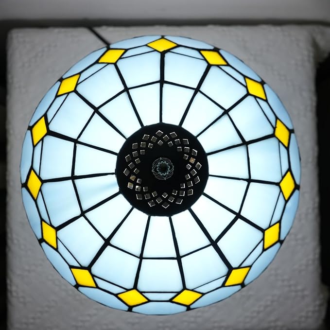Tiffany Lamp Modern Design Blue Mediterranean Style Stained Glass Lamps Coastal Beach Theme Living Room Office Hotel Bar Kitchen Restaurant Bedroom Bedside Gift Home Decor 12X19 Inch end Table Lamp - Bloomnest