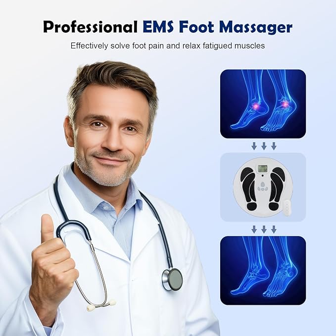Electronic Muscle Stimulator (Model: AST-300W),EMS Foot Massager for Neuropathy, TENS & EMS Foot Circulation Stimulator (Big) - Bloomnest