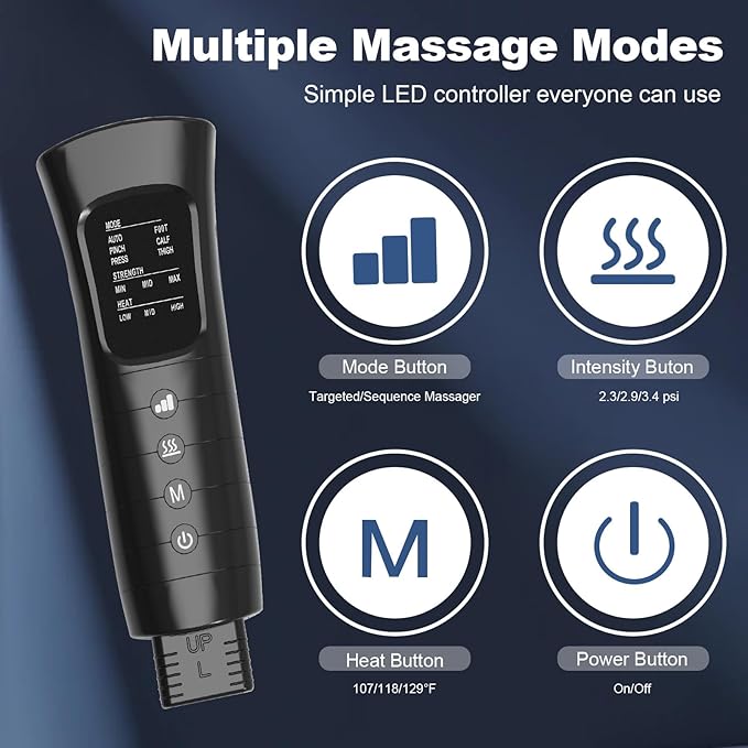 Leg Massager for Circulation and Pain Relief, Leg Massager with Heat and Compression, Leg Air Compression Massager, Gift for Women Men Mom Dad - Bloomnest