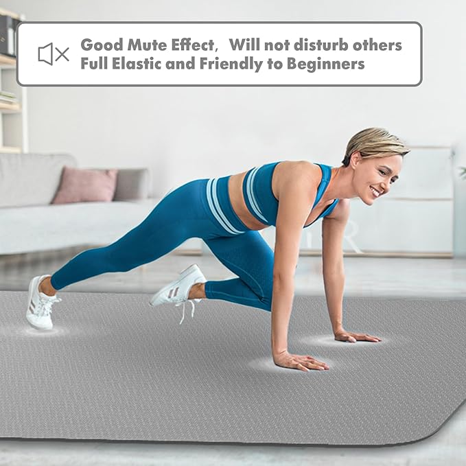 FrenzyBird Large Yoga Mat 6'x 4'（72”x 48”）—1/4" &1/3" Extra Wide Exercise Mat 183cm x 122cm Large Exercise Mat Big Home Yoga Mat Pilates Mat,Non Slip,Thick,TPE Workout Mat,for Women & Men, Yoga, Pilates, Gym and Floor Workouts Pilates - Bloomnest
