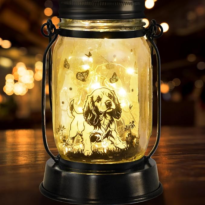 Cocker Spaniel Dog Gifts for Women/Men Cocker Spaniel Solar Lanterns Birthday Dog Lovers Lantern Pet Loss Dog Memorial Lights Solar Garden Decoration for Yard, Patio,Backyard,Porch Torches Light - Bloomnest
