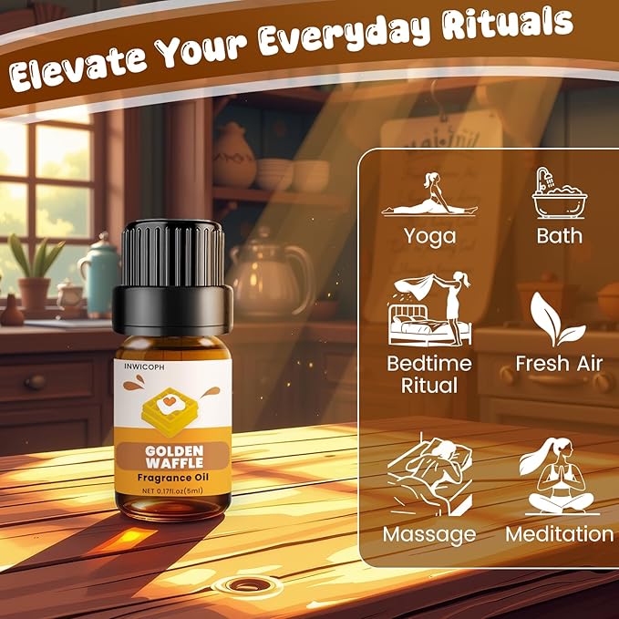 Bakery Essential Oils Set (10 × 5ml), INWICOPH Fragrance Oil for Soap & Candle Making - Pumpkin Pie, Golden Waffle, Hazelnut, Eggnog Cake Aromatherapy Scented Oils - Bloomnest