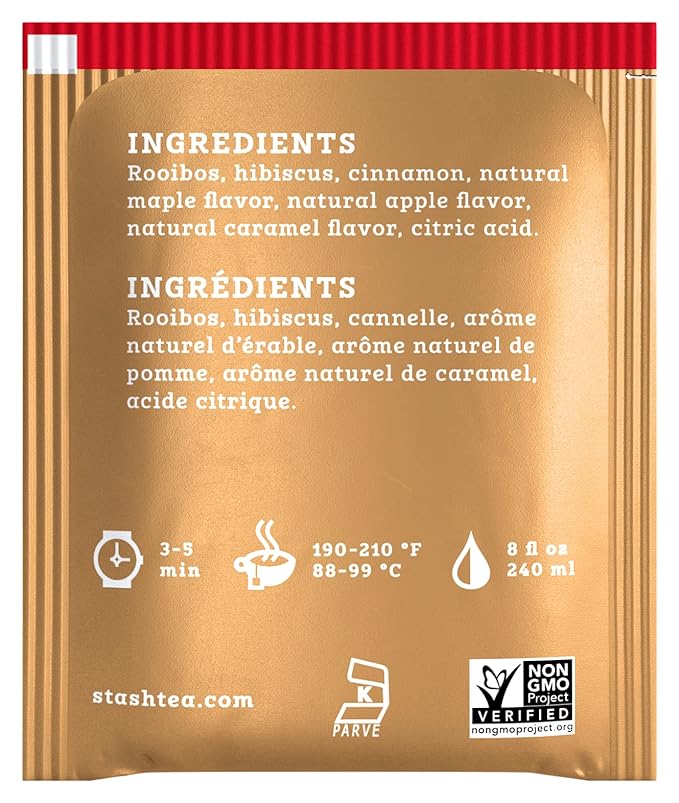 Stash Tea Maple Apple Cider Herbal Tea - Naturally Caffeine Free, Non-GMO Project Verified Premium Tea with No Artificial Ingredients, 18 Count (Pack of 6) - 108 Bags Total - Bloomnest