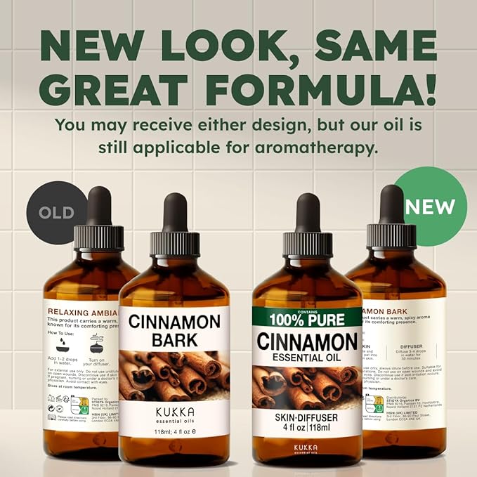 KUKKA Cinnamon Essential Oils - 4 Fl Oz - for Hair, Skin, Diffuser, Aromatherapy & DIY Soap Making Scent (Pack of 2) - Bloomnest