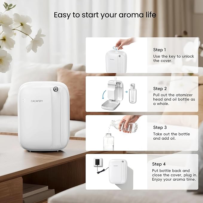 Waterless Essential Oil Diffuser,(2 * 50ml Fragrances Included) 3000 Sq.Ft Coverage 400 ml Large Capacity Hotel Scent Diffuser,Cold Air Tech, App & Button Control,Scent Diffusers for Home Large Room - Bloomnest