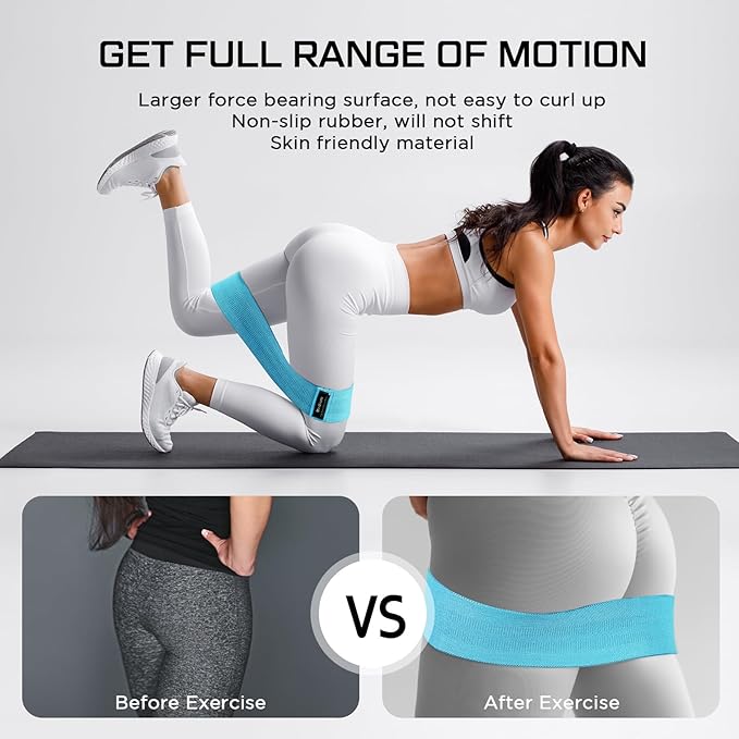 12 Pcs Fabric Resistance Bands for Working Out Booty Workout Stretch Exercise Bands Non Slip for Legs Squat Resistance Loop for Women Men Starter Butt Hip Thigh Fitness - Bloomnest