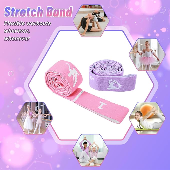 2Pcs Adjustable Kids Dance Stretch Bands for Children Gymnastics, Stretching Strap Kids Stretching Bands, 8 Loops Adjustable Exercise Training Resistance Strap for Dance Training & Flexibility - Bloomnest