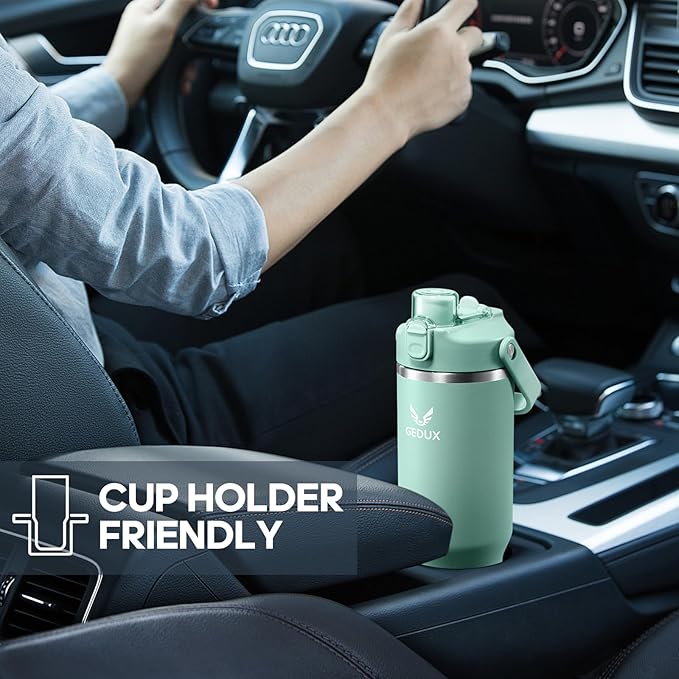 32 oz Stainless Steel Tumbler with Handle and Straw, Vacuum Insulated Water Bottle with 2-in-1 Lid (Chug/Straw) and Silicone Boot，Keeps Drinks Hot and Cold - Bloomnest