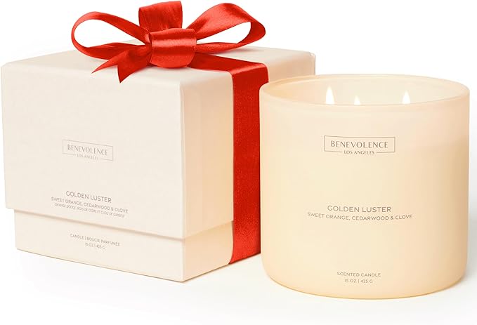 Orange, Cedarwood & Clove – Benevolence LA Large 3-Wick Fall Scented Candle for Home | 15oz, 50-Hour Burn | Soy Wax, Cotton Wicks | Warm & Inviting Autumn Fragrance | Malibu Sands Collection - Bloomnest