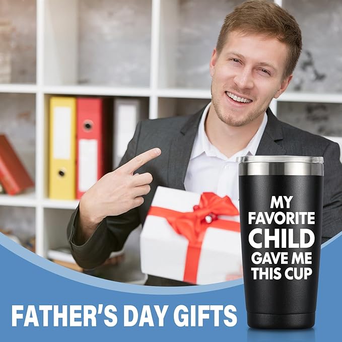 MASGALACC Birthday Gifts For Dad From Daughter, Son, Kids - Husband Present Ideas Coffee Mug For Bonus-Dad, Valentines Fathers Day Christmas - 20 Oz Tumbler, Black