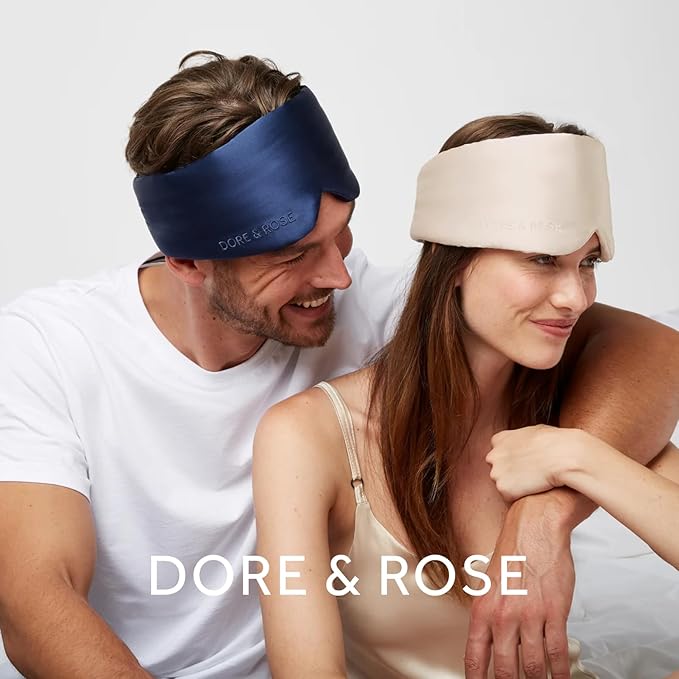 Dore & Rose Deep Sleep Mask Light Blocking, 23 Momme Mulberry Silk Eye Mask, Ultra Soft, Adjustable - Travel Sleeping Mask for Men & Women - Champagne - Bloomnest